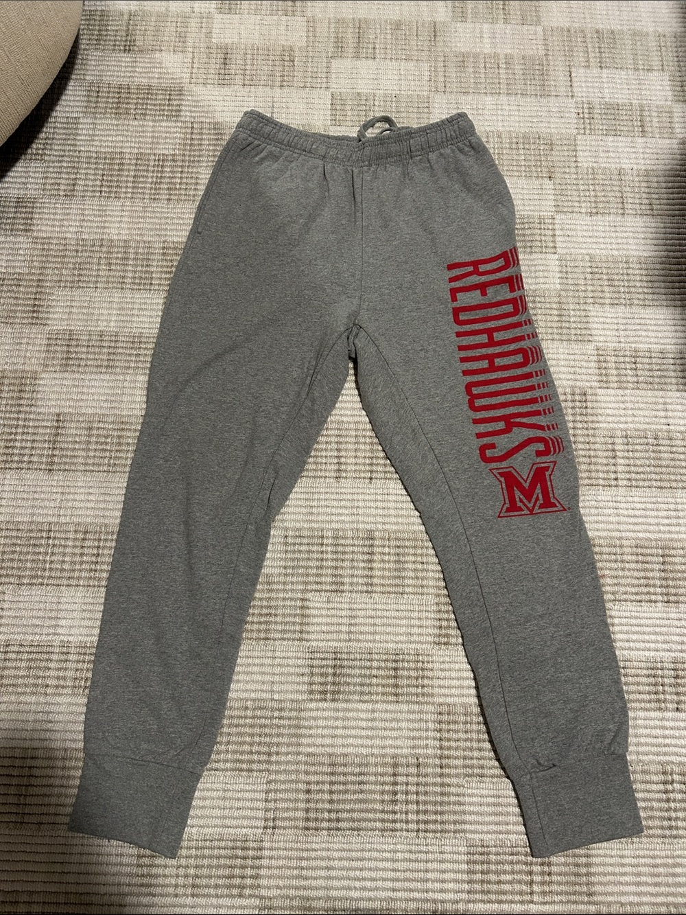Gray 'Redhawks' Men's Sweatpants with Side Logo